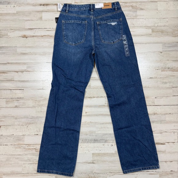 NWT RSQ High Rise Straight Leg Jeans Med Wash Distressed Button Fly Womens Sz 27 - Picture 3 of 9